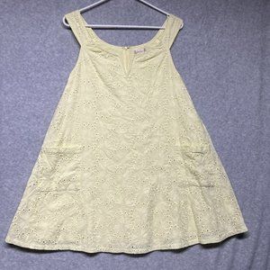 ALTER’d STATE BEAUTIFUL Cotton Yellow Shirt DRESS Sunflower Eyelets W pockets  S